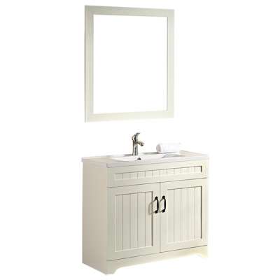 Modern simple design ivory painting bathroom furniture set freestanding vanity cabinet