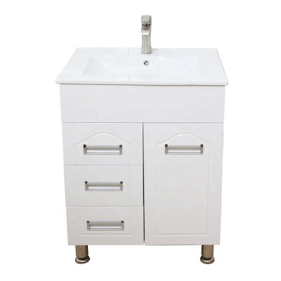 Elegant 24 inch bathroom plastic vanity cabinet with drawers