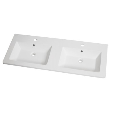 SWEET 1200x460 white glossy bathroom double sink resin basin